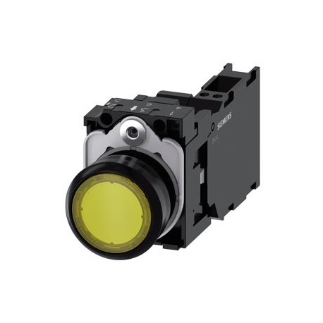 3SU1106-0AB30-3FA0 - 3SU1106-0AB30-3FA0 SIEMENS Illuminated pushbutton, 22 mm, round, plastic, yellow, pushbutton, flat, momentar..