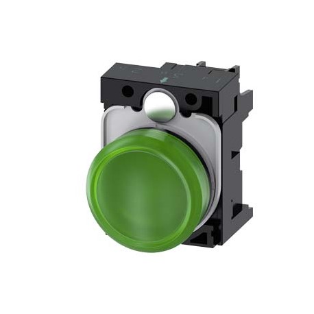 3SU1106-6AA40-1AA0 - 3SU1106-6AA40-1AA0 SIEMENS Indicator lights, 22 mm, round, plastic, green, lens, smooth, with holder, LED mo..