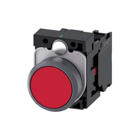 3SU1130-0AB20-1CA0 - 3SU1130-0AB20-1CA0 SIEMENS Pushbutton, 22 mm, round, plastic with metal front ring, red, pushbutton, flat, m..