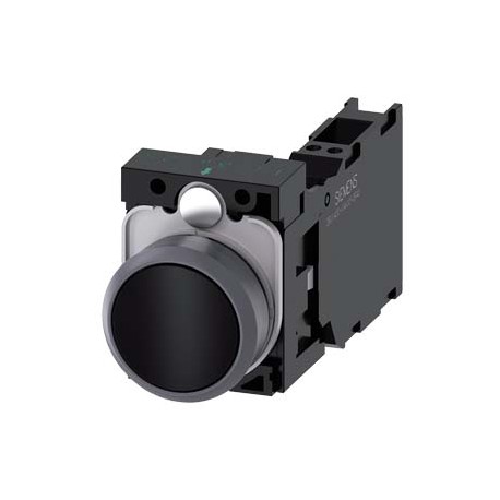 3SU1130-0AB10-3FA0 - 3SU1130-0AB10-3FA0 SIEMENS Pushbutton, 22 mm, round, plastic with metal front ring, black, pushbutton, flat,..