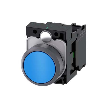 3SU1130-0AB50-1BA0 - 3SU1130-0AB50-1BA0 SIEMENS Pushbutton, 22 mm, round, plastic with metal front ring, blue, pushbutton, flat, ..