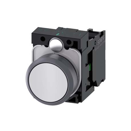3SU1130-0AB60-1BA0 - 3SU1130-0AB60-1BA0 SIEMENS Pushbutton, 22 mm, round, plastic with metal front ring, white, pushbutton, flat,..