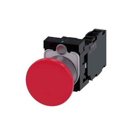 3SU1130-1BA20-1FA0 - 3SU1130-1BA20-1FA0 SIEMENS Mushroom pushbutton, 22 mm, round, plastic with metal front ring, red, 40 mm, lat..