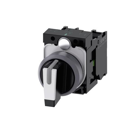 3SU1130-2BL60-1NA0 - 3SU1130-2BL60-1NA0 SIEMENS Selector switch, illuminable, 22 mm, round, plastic with metal front ring, white,..