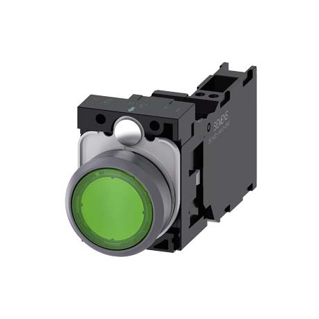 3SU1132-0AB40-3FA0 - 3SU1132-0AB40-3FA0 SIEMENS Illuminated pushbutton, 22 mm, round, plastic with metal front ring, green, pushb..