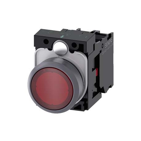 3SU1133-0AB20-1CA0 - 3SU1133-0AB20-1CA0 SIEMENS Illuminated pushbutton, 22 mm, round, plastic with metal front ring, red, pushbut..