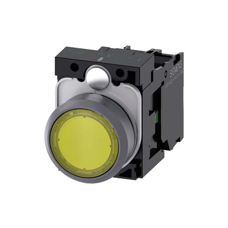 3SU1133-0AB30-1BA0 - 3SU1133-0AB30-1BA0 SIEMENS Illuminated pushbutton, 22 mm, round, plastic with metal front ring, yellow, push..