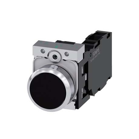 3SU1150-0AB10-1FA0 - 3SU1150-0AB10-1FA0 SIEMENS Pushbutton, 22 mm, round, metal, shiny, black, pushbutton, flat, momentary contac..