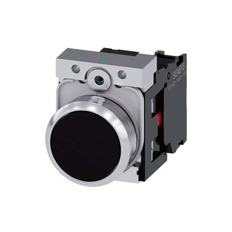 3SU1150-0AB10-1CA0 - 3SU1150-0AB10-1CA0 SIEMENS Pushbutton, 22 mm, round, metal, shiny, black, pushbutton, flat, momentary contac..