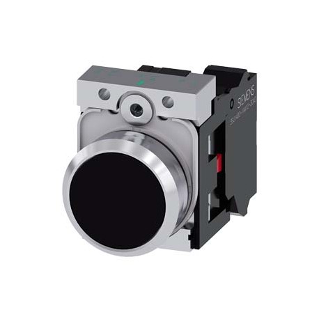 3SU1150-0AB10-3CA0 - 3SU1150-0AB10-3CA0 SIEMENS Pushbutton, 22 mm, round, metal, shiny, black, pushbutton, flat, momentary contac..