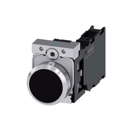 3SU1150-0AB10-3FA0 - 3SU1150-0AB10-3FA0 SIEMENS Pushbutton, 22 mm, round, metal, shiny, black, pushbutton, flat, momentary contac..