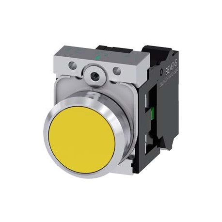 3SU1150-0AB30-1BA0 - 3SU1150-0AB30-1BA0 SIEMENS Pushbutton, 22 mm, round, metal, shiny, yellow, pushbutton, flat, momentary conta..