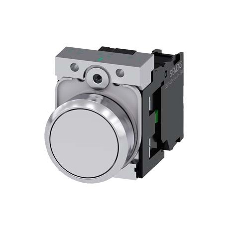 3SU1150-0AB60-1BA0 - 3SU1150-0AB60-1BA0 SIEMENS Pushbutton, 22 mm, round, metal, shiny, white, pushbutton, flat, momentary contac..