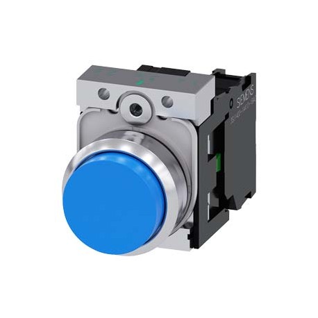 3SU1150-0BB50-1BA0 - 3SU1150-0BB50-1BA0 SIEMENS Pushbutton, 22 mm, round, metal, shiny, blue, pushbutton, raised, momentary conta..