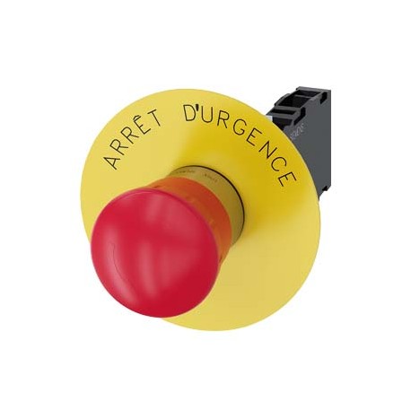 3SU1150-1HB20-1FJ0 - 3SU1150-1HB20-1FJ0 SIEMENS EMERGENCY STOP mushroom pushbutton, 22 mm, round, metal, shiny, red, 40 mm, posit..