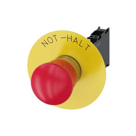 3SU1150-1HB20-3FH0 - 3SU1150-1HB20-3FH0 SIEMENS EMERGENCY STOP mushroom-type actuator, 22 mm, round, metal, shiny, red, 40 mm, po..