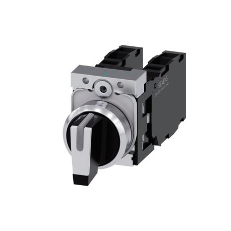 3SU1150-2BM60-1LA0 - 3SU1150-2BM60-1LA0 SIEMENS Selector switch, illuminable, 22 mm, round, metal, shiny, white, selector switch,..