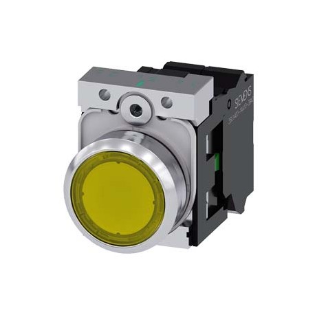 3SU1152-0AB30-3BA0 - 3SU1152-0AB30-3BA0 SIEMENS Illuminated pushbutton, 22 mm, round, metal, shiny, yellow, pushbutton, flat, mom..