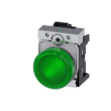 3SU1152-6AA40-3AA0 - 3SU1152-6AA40-3AA0 SIEMENS Indicator lights, 22 mm, round, metal, shiny, green, lens, smooth, with holder, L..
