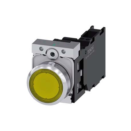 3SU1153-0AB30-3FA0 - 3SU1153-0AB30-3FA0 SIEMENS Illuminated pushbutton, 22 mm, round, metal, shiny, yellow, pushbutton, flat, mom..