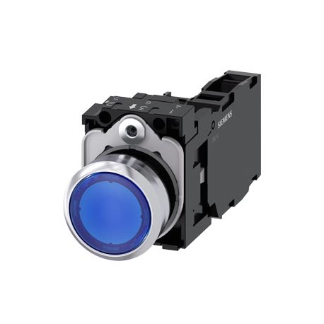 3SU1153-0AB50-1FA0 - 3SU1153-0AB50-1FA0 SIEMENS Illuminated pushbutton, 22 mm, round, metal, shiny, blue, pushbutton, flat, momen..
