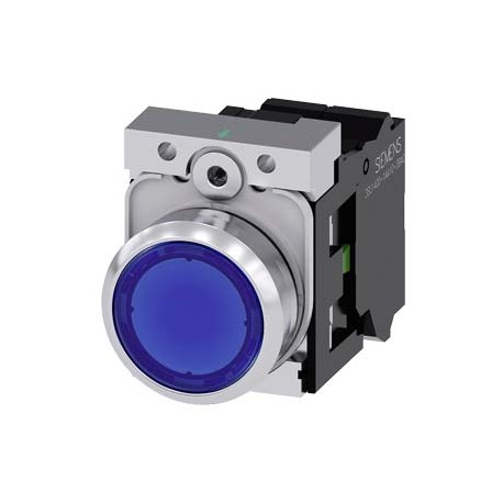 3SU1153-0AB50-3BA0 - 3SU1153-0AB50-3BA0 SIEMENS Illuminated pushbutton, 22 mm, round, metal, shiny, blue, pushbutton, flat, momen..