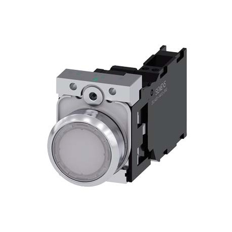 3SU1153-0AB60-3FA0 - 3SU1153-0AB60-3FA0 SIEMENS Illuminated pushbutton, 22 mm, round, metal, shiny, white, pushbutton, flat, mome..