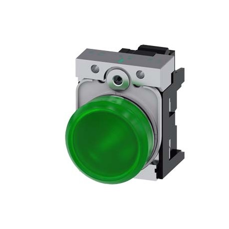 3SU1153-6AA40-3AA0 - 3SU1153-6AA40-3AA0 SIEMENS Indicator lights, 22 mm, round, metal, shiny, green, lens, smooth, with holder, L..