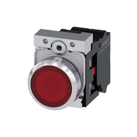 3SU1156-0AB20-3CA0 - 3SU1156-0AB20-3CA0 SIEMENS Illuminated pushbutton, 22 mm, round, metal, shiny, red, pushbutton, flat, moment..