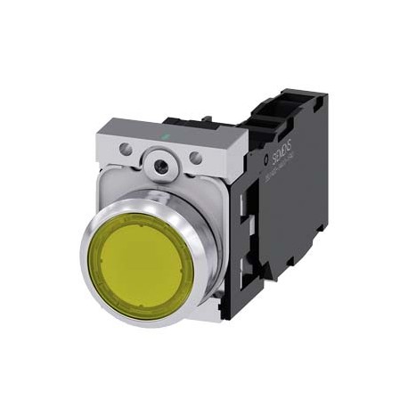 3SU1156-0AB30-1FA0 - 3SU1156-0AB30-1FA0 SIEMENS Illuminated pushbutton, 22 mm, round, metal, shiny, yellow, pushbutton, flat, mom..
