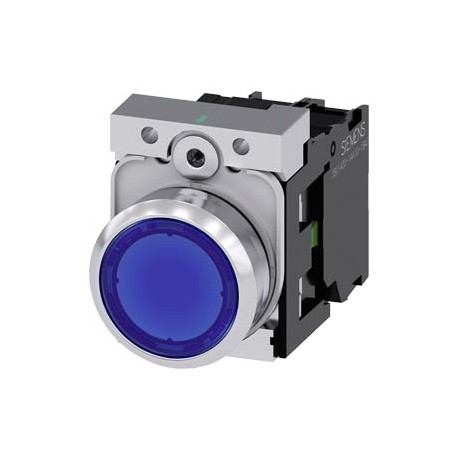 3SU1156-0AB50-1BA0 - 3SU1156-0AB50-1BA0 SIEMENS Illuminated pushbutton, 22 mm, round, metal, shiny, blue, pushbutton, flat, momen..