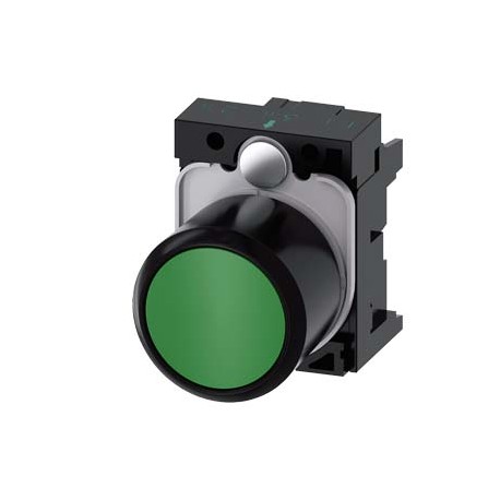 3SU1200-0EB40-0AA0 - 3SU1200-0EB40-0AA0 SIEMENS Pushbutton, compact, with extended stroke (12 mm), 22 mm, round, plastic, green, ..