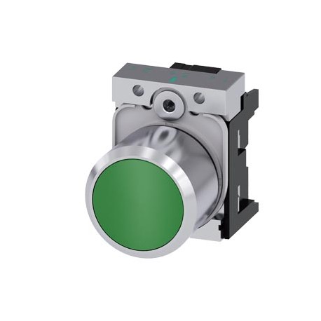 3SU1250-0EB40-0AA0 - 3SU1250-0EB40-0AA0 SIEMENS Pushbutton, compact, with extended stroke (12 mm), 22 mm, round, metal, green, pu..