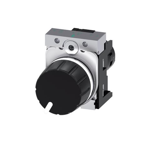 3SU1250-2PR10-1AA0 - 3SU1250-2PR10-1AA0 SIEMENS Potentiometer, compact, 22 mm, round, metal, black, 4.7k ohm, with holder, screw ..