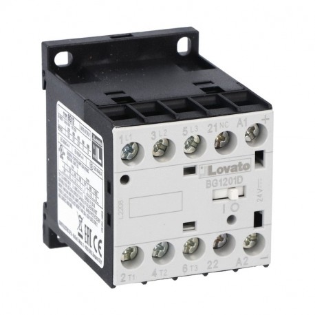 11BG1201D024 - 11BG1201D024 BG1201D024 LOVATO THREE-POLE CONTACTOR, IEC OPERATING CURRENT IE (AC3) 12A, DC COIL, 24VDC, 1NC..