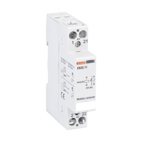 CN3211024 - CN3211024 LOVATO MODULAR CONTACTOR, ONE OR TWO-POLE, 32A AC1, 24VAC/DC (1NO+1NC)