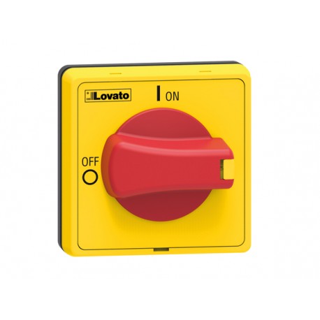 GAX68 - GAX68 LOVATO DOOR COUPLING HANDLE, PADLOCKABLE. RED/YELLOW, ROTATING, FOR GA016A…GA063SA, GA040D, GA016C…GA0..