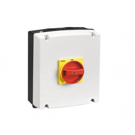 GAZ063SA - GAZ063SA LOVATO IEC/EN TYPE IP65 NON-METALLIC ENCLOSURE SWITCH DISCONNECTOR, THREE POLE. WITH ROTATING RED/Y..