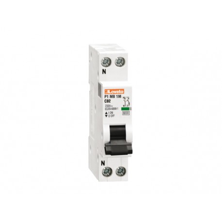 P1MB1MC02 - P1MB1MC02 LOVATO MINIATURE CIRCUIT BREAKER, 1P+N 6KA. 1 MODULE, CHARACTERISTIC C, 2A