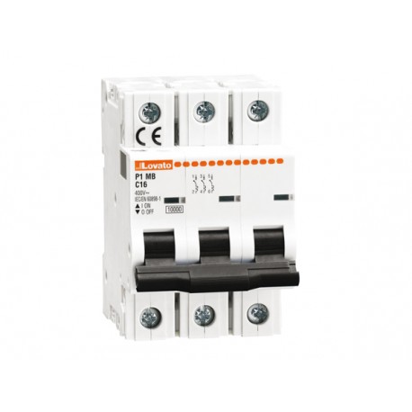 P1MB3PC13 - P1MB3PC13 LOVATO MINIATURE CIRCUIT BREAKER, 3P 10KA. 3 MODULES, CHARACTERISTIC C, 13A