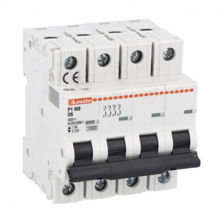 P1MB4PD01 - P1MB4PD01 LOVATO MINIATURE CIRCUIT BREAKER, 4P 10KA. 4 MODULES, CHARACTERISTIC D, 1A