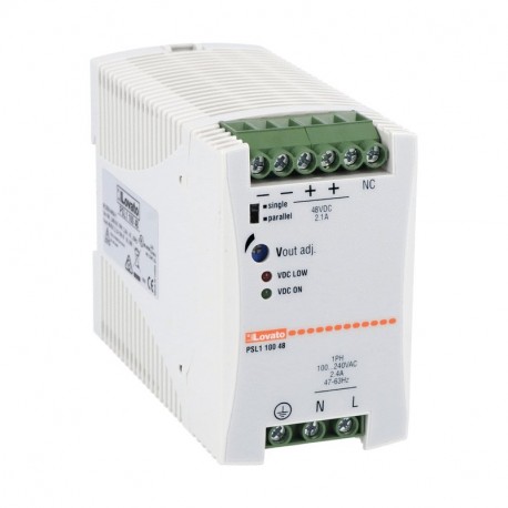 PSL110048 - PSL110048 LOVATO DIN RAIL SWITCHING POWER SUPPLY, SINGLE PHASE. 48VDC, 2.1A / 100W