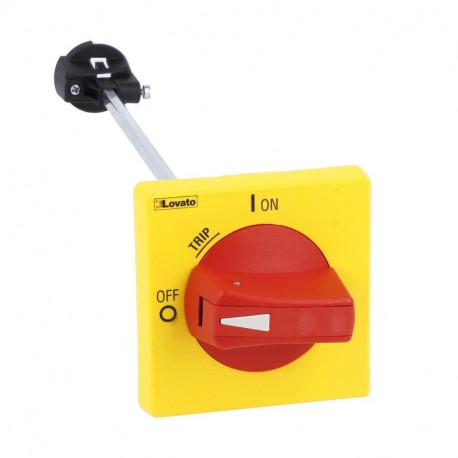 SM2X18200R - SM2X18200R LOVATO PADLOCKABLE IP65 (4X) DOOR COUPLING HANDLE. RED/YELLOW COMPLETE WITH ROD LENGTH 200MM