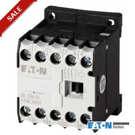 DILEM-01(24V60HZ) - DILEM-01(24V60HZ) 010134 EATON ELECTRIC Contactor, 3p+1N/C, 4kW/400V/AC3