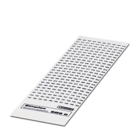 SBS 6: 501-1000 - SBS 6: 501-1000 1007358 PHOENIX CONTACT Marker for terminal blocks, Card, white, Labeled, Labeling, longitud..