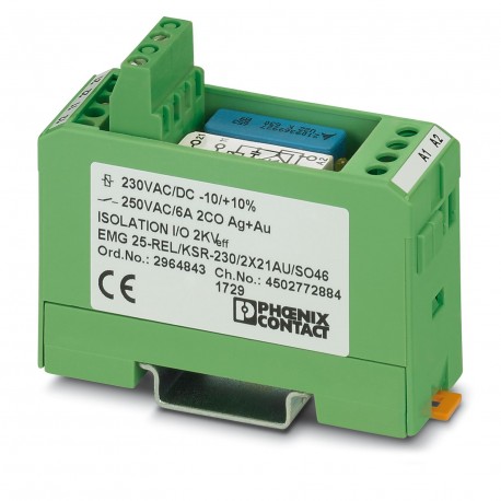 EMG 25-REL/KSR-230/2X21AU/SO46 - EMG 25-REL/KSR-230/2X21AU/SO46 2964843 PHOENIX CONTACT Relay Module