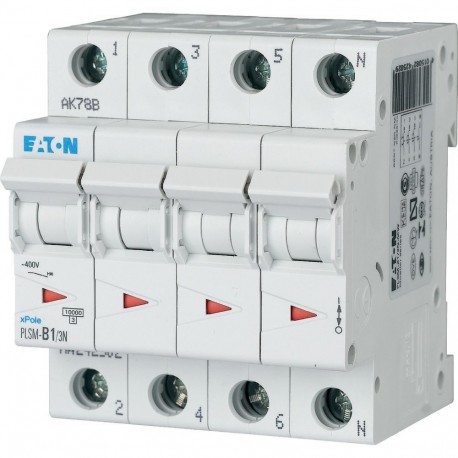 PLSM-B1/3N-MW - PLSM-B1/3N-MW 242502 EATON ELECTRIC Over current switch, 1A, 3pole+N, type B characteristic