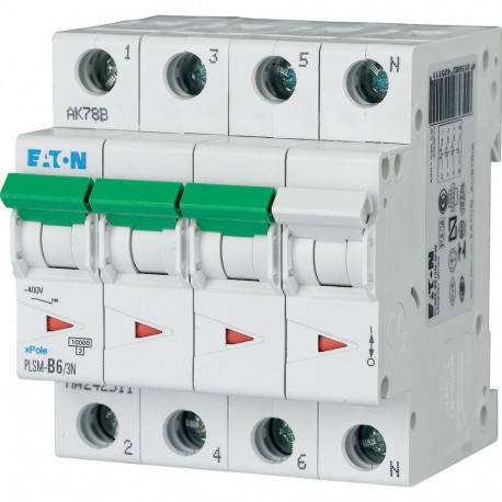 PLSM-B6/3N-MW - PLSM-B6/3N-MW 242511 Y7-242511 EATON ELECTRIC Over current switch, 6A, 3pole+N, type B characteristic