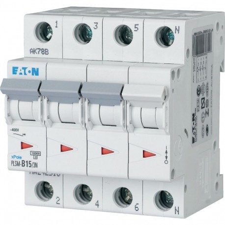 PLSM-B15/3N-MW - PLSM-B15/3N-MW 242516 EATON ELECTRIC Over current switch, 15A, 3pole+N, type B characteristic