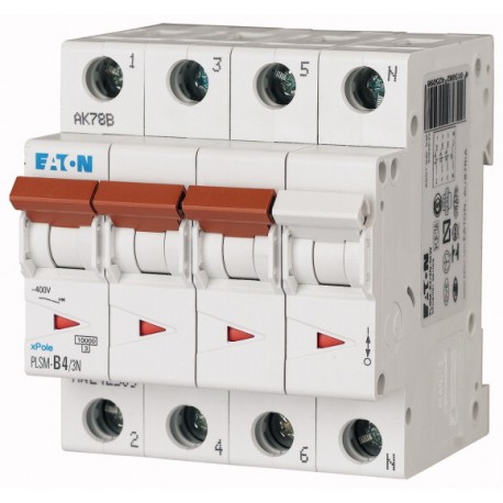 PLSM-C4/3N-MW - PLSM-C4/3N-MW 242535 EATON ELECTRIC Miniature circuit breaker (MCB), 4A, 3pole+N, type C characteristic